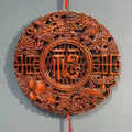 Hand-Carved Camphor Wood Fu Character Wall Hanging | Traditional Prosperity Plaque