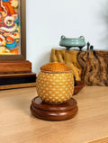 Handwoven Bamboo Silk Porcelain Mini Jar | Traditional Chinese Craft