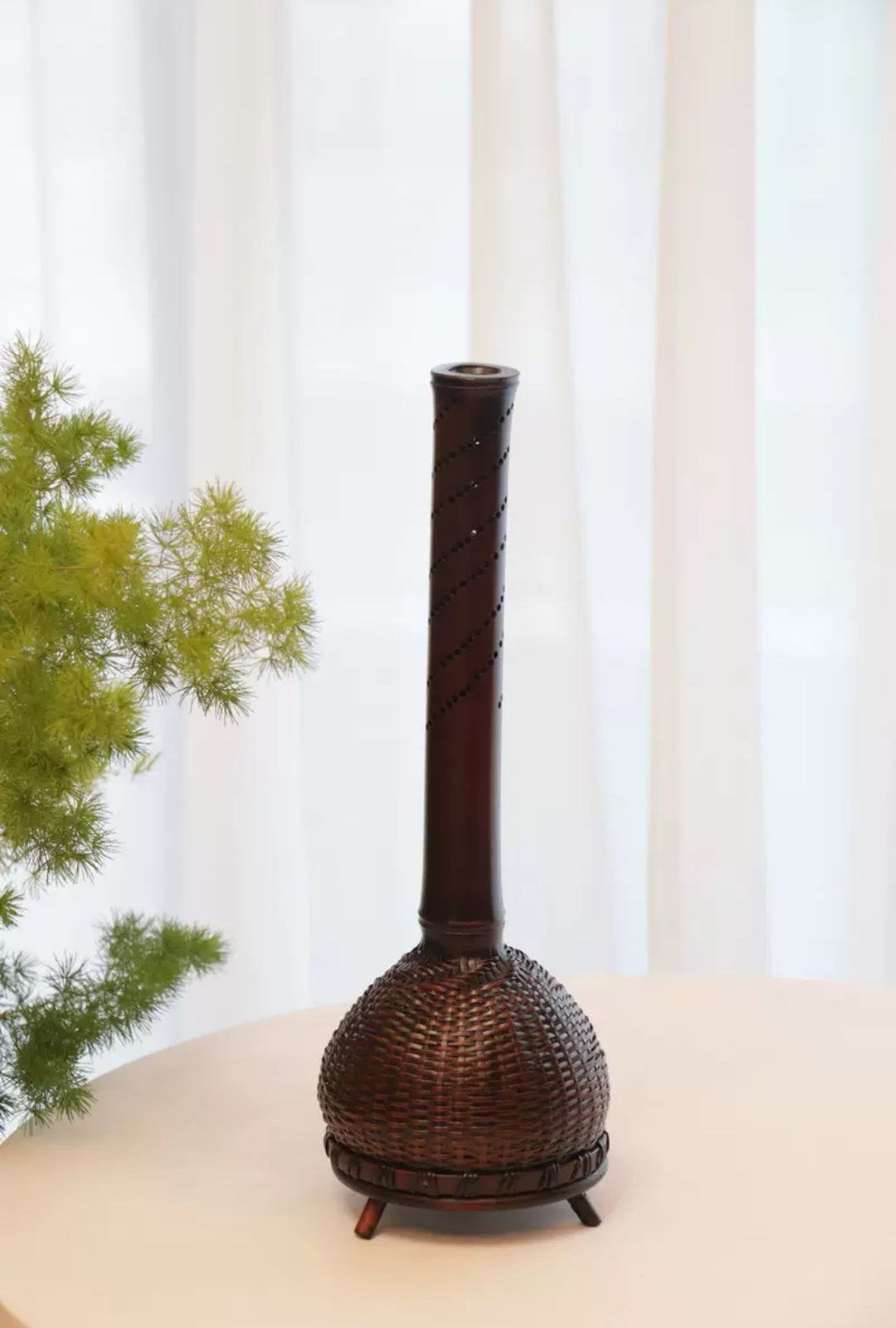 Bamboo Woven Zen Incense Burner – Handcrafted Moso Bamboo Cylinder Decor