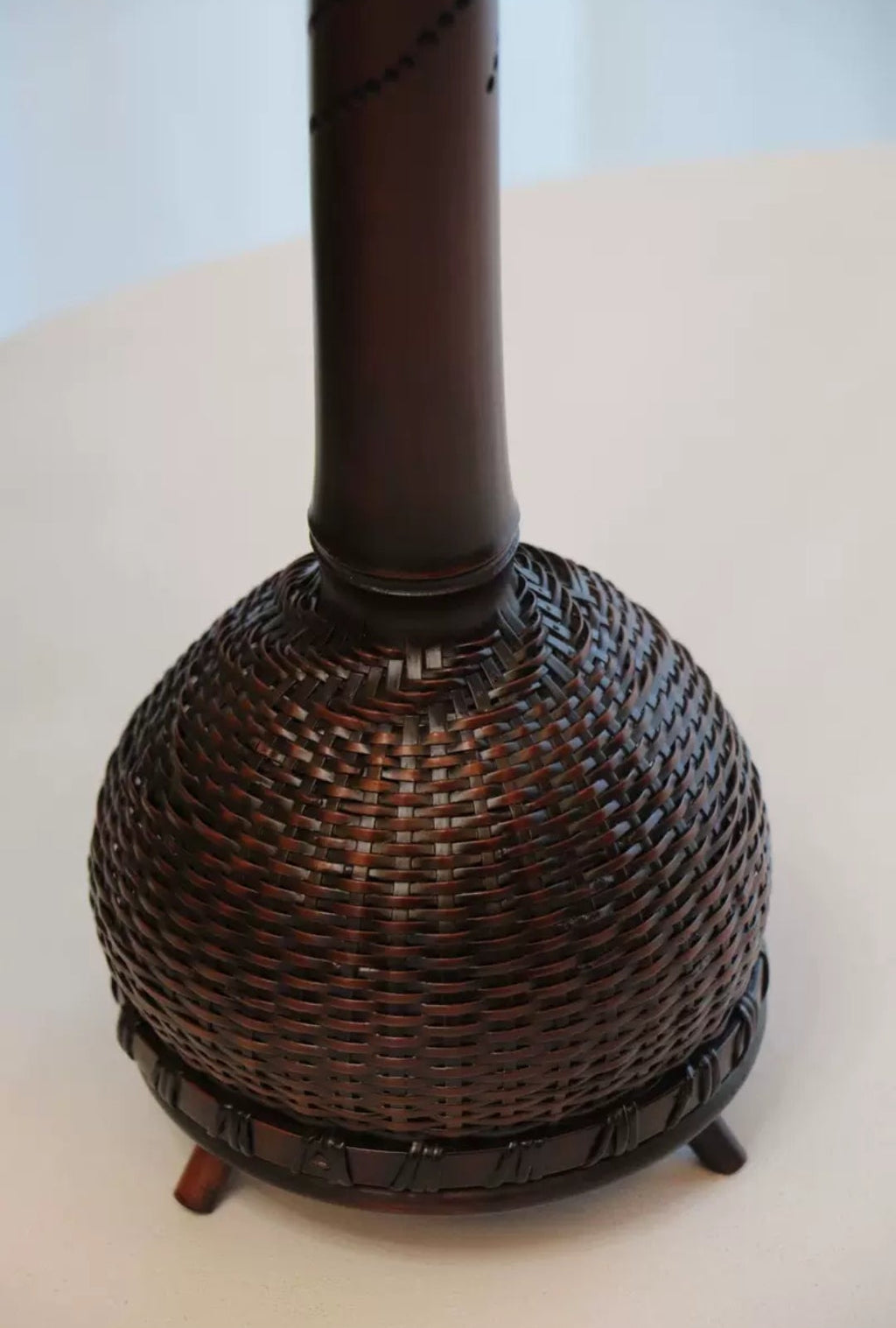 Bamboo Woven Zen Incense Burner – Handcrafted Moso Bamboo Cylinder Decor