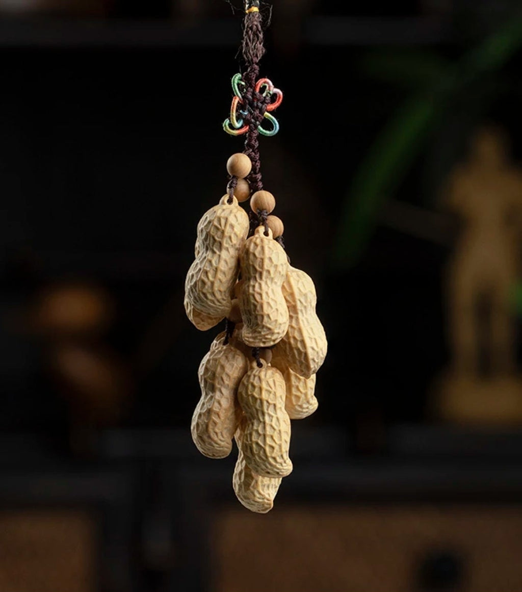 Carved Boxwood Peanut Beads | Traditional Chinese Good Luck Charm