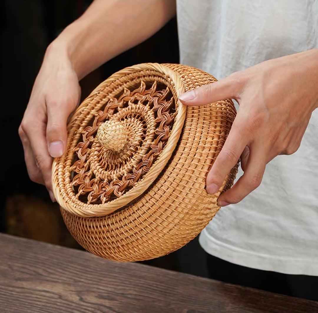 Handwoven Rattan Hollow Treasure Box