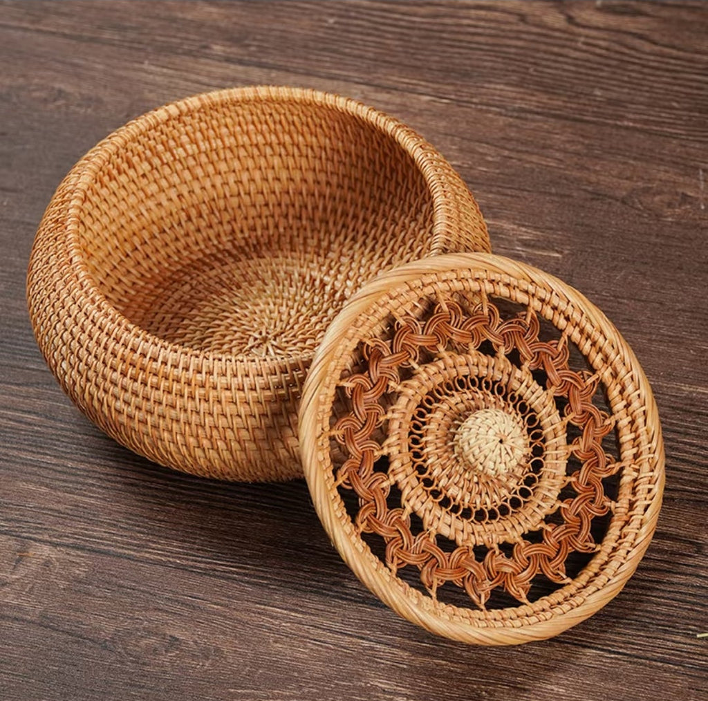 Handwoven Rattan Hollow Treasure Box