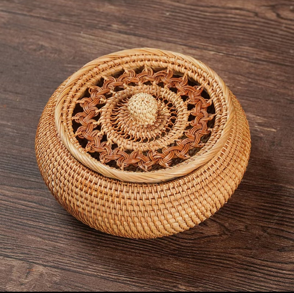 Handwoven Rattan Hollow Treasure Box
