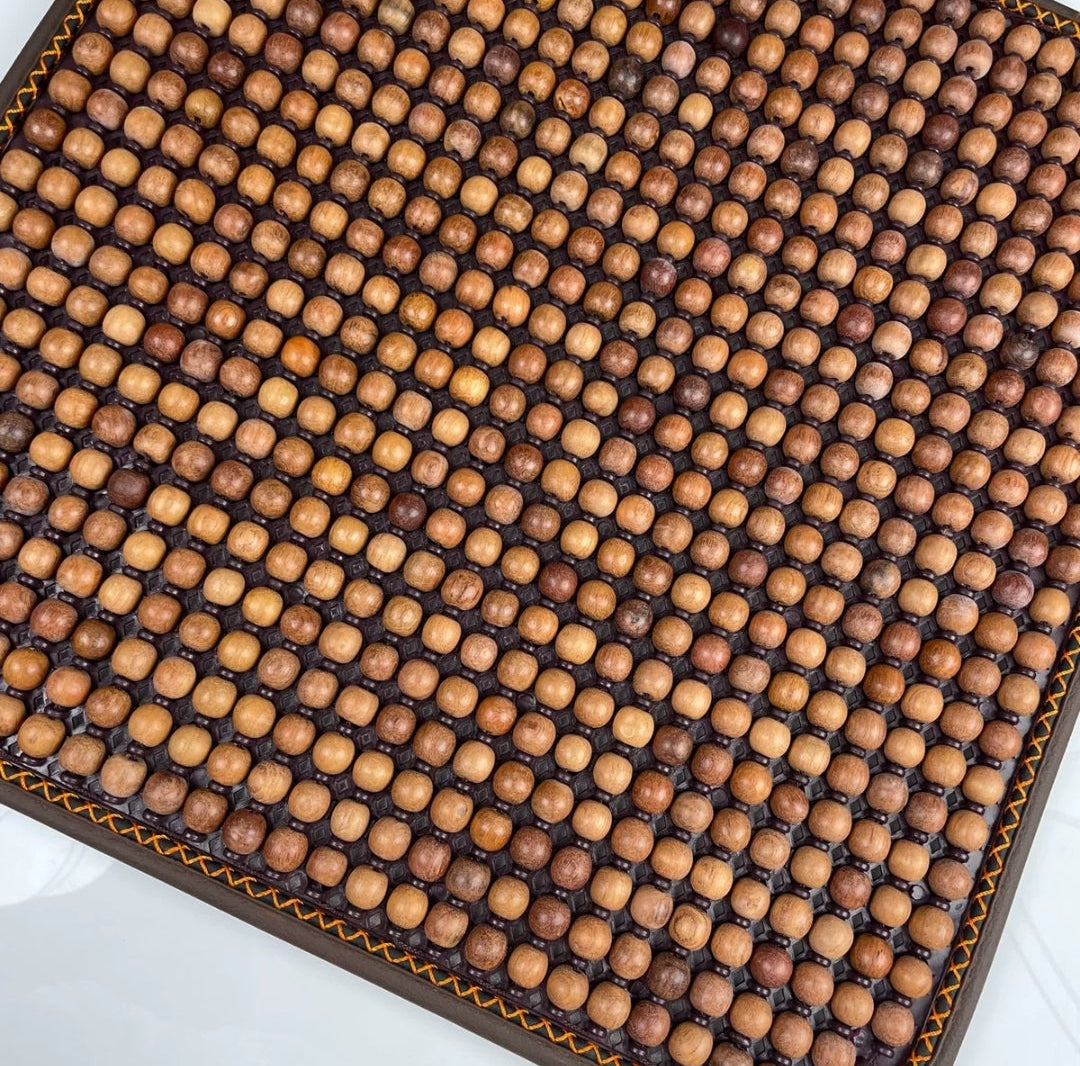 Myanmar Rosewood Car Seat Cushion | 666 Natural Wood Beads | Massage & Cooling