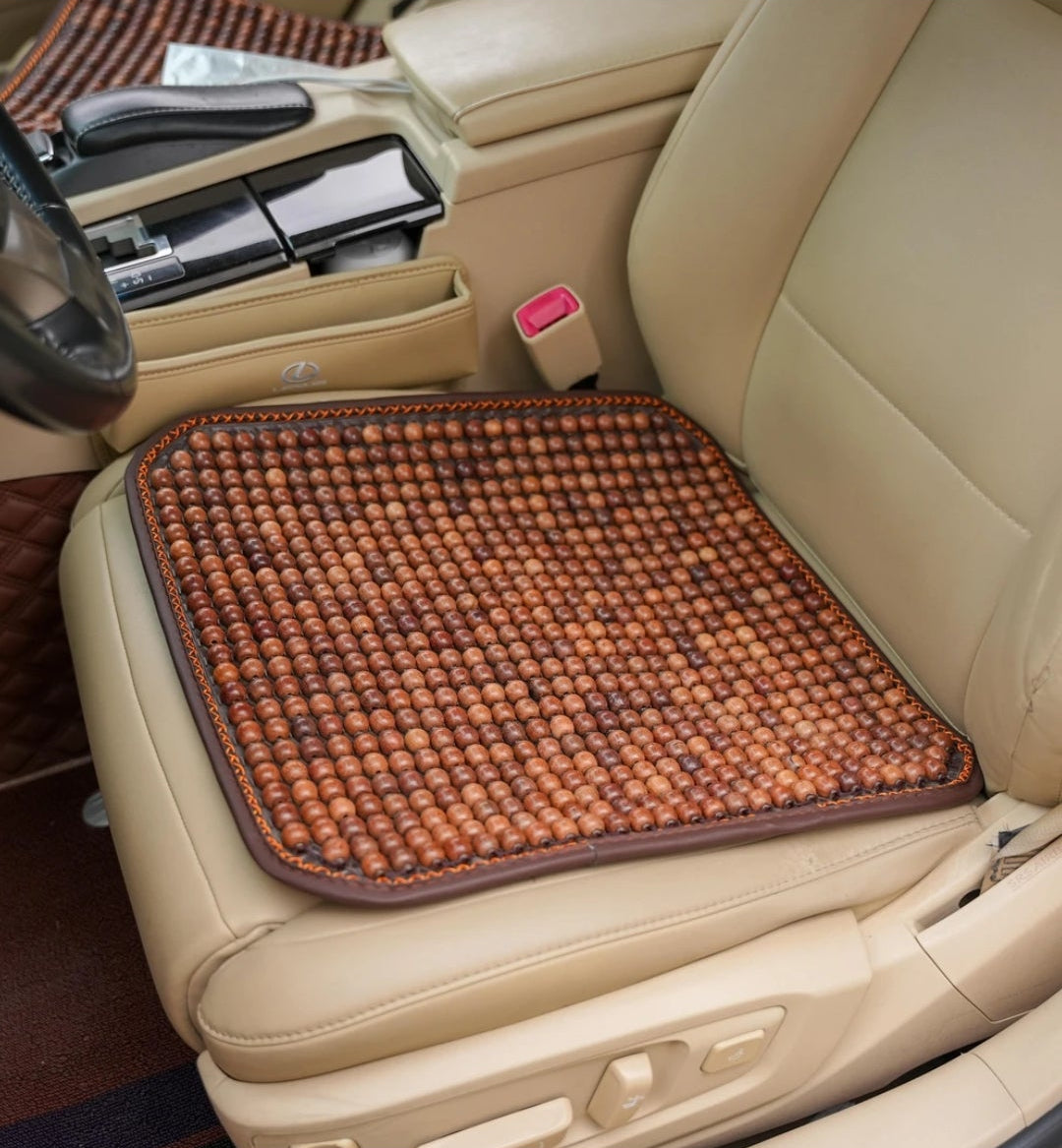 Myanmar Rosewood Car Seat Cushion | 666 Natural Wood Beads | Massage & Cooling