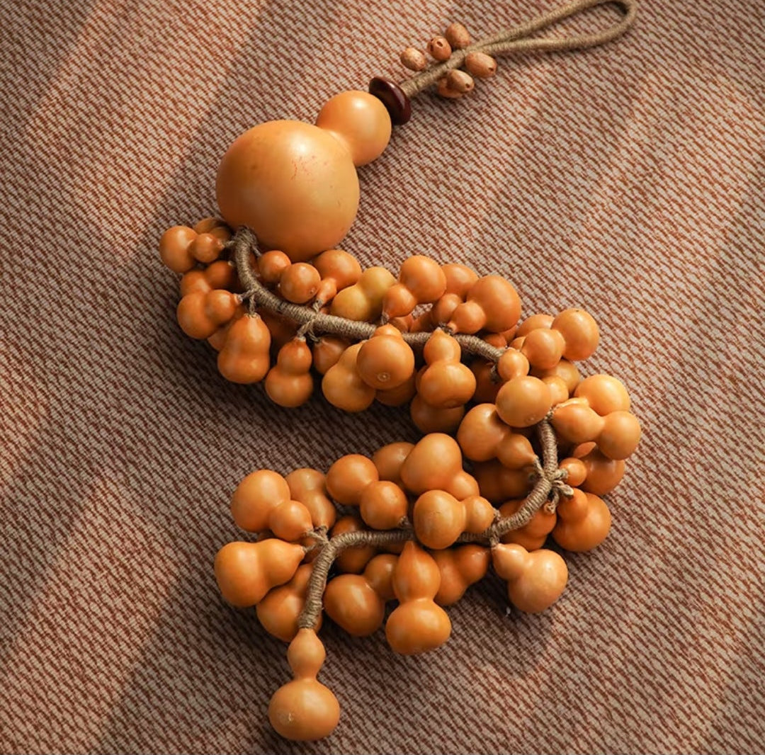 Natural Handcrafted Gourd Cascade Wall Hanging | Chinese Lucky Charm Home Decor