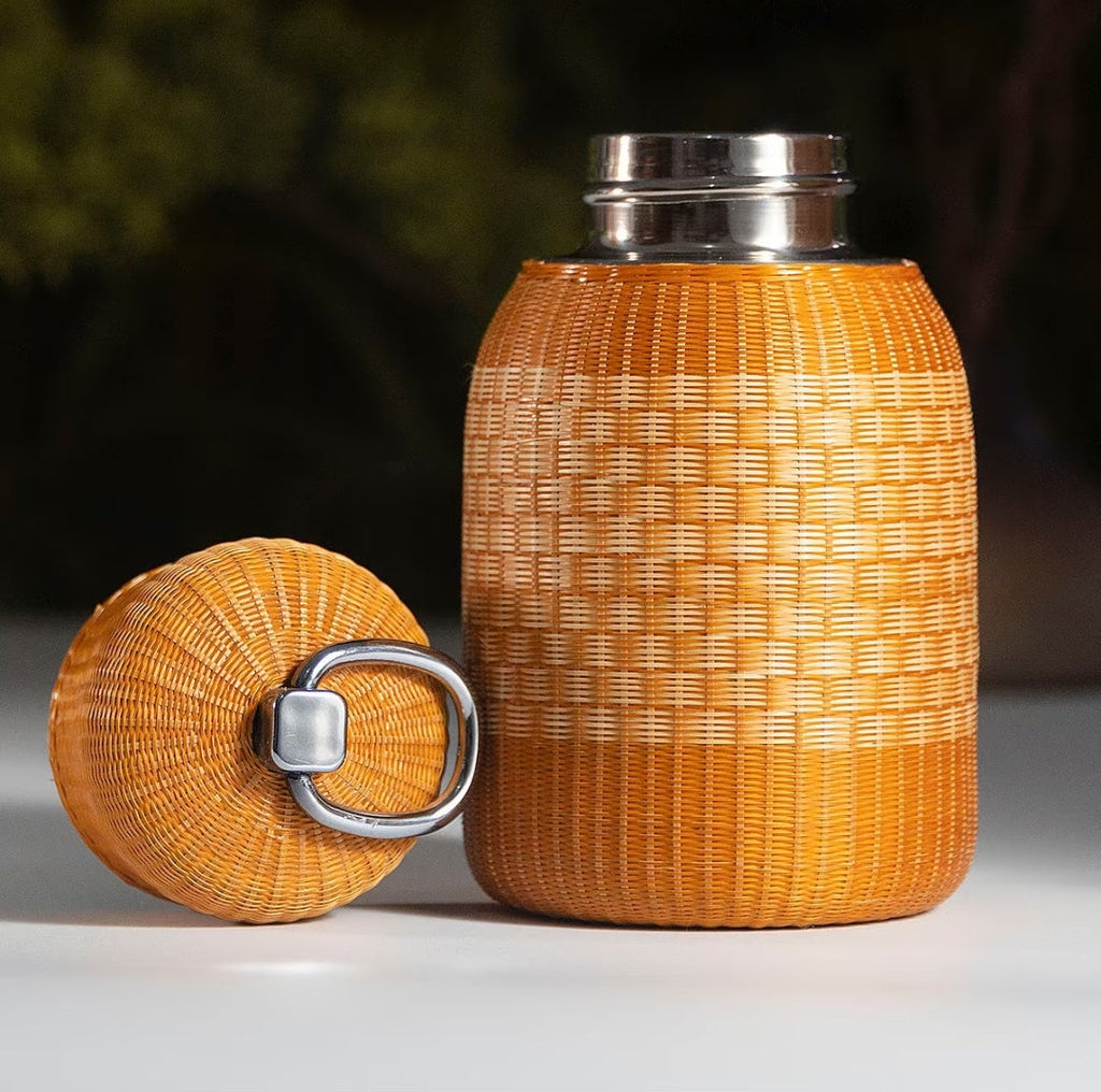 Full-Wrap Handwoven Bamboo Silk Insulated Tumbler | 220ml | Hot & Cold