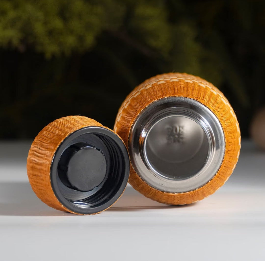 Full-Wrap Handwoven Bamboo Silk Insulated Tumbler | 220ml | Hot & Cold