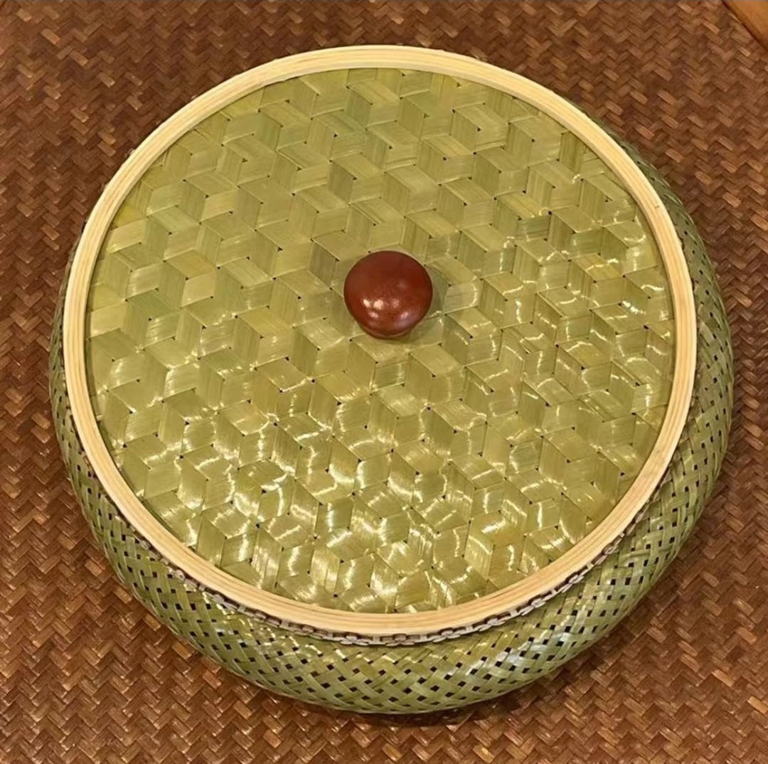 Handwoven Bamboo Storage Basket with Lid