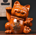 Rosewood Lucky Cat Wood Carving Figurine – Solid Wood Sculpture, 40cm | Grand Opening Gift & Home Decor