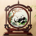Handmade Suzhou Embroidery Double-Sided Screen – Rosewood Frame | Chinese Art Desk Decor & Gift