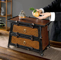 Lacquered Qiong Bamboo Woven Desktop Tea Cabinet | 2-Drawer Storage Chest | 大漆筇竹竹编茶具收纳柜