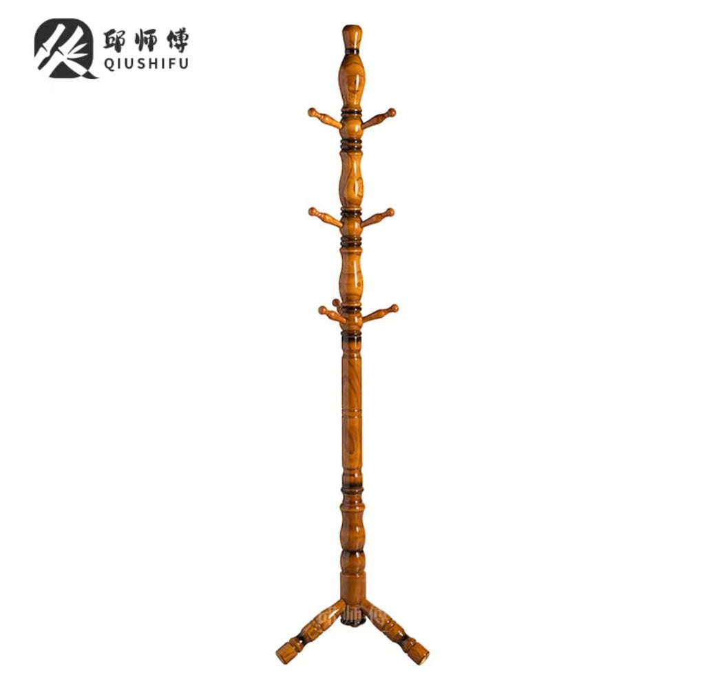 Solid Ash Wood Coat Rack Stand | Freestanding Entryway Hall Tree | Vintage Turned Wood Hanger